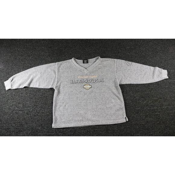 Harley-Davidson Womens Gray M Top Cropped Fleece Sweatshirt Textured Vintage - Picture 1 of 7